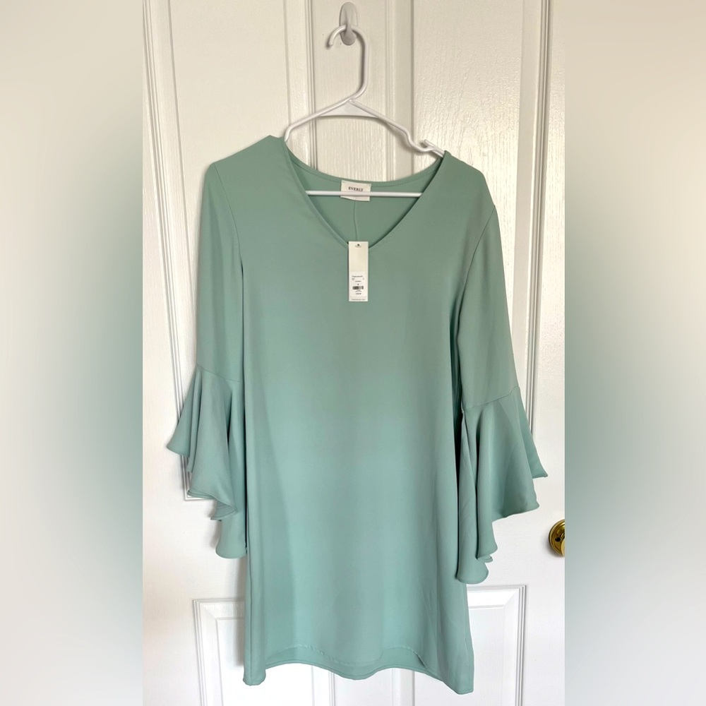 NWT Francesca’s Everly FlutterSleeve Sage Dress